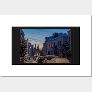 Fedellisten, winter, houses, snow, evening, dusk, Germany Posters and Art